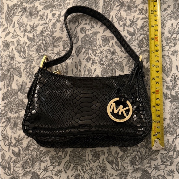 Michael Kors Black Snakeskin Mini Bag with Gold Accents - Picture 8 of 9